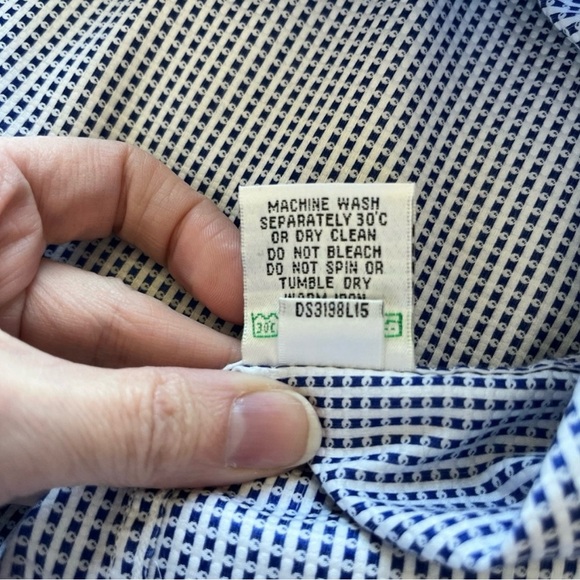 Bugatchi Classic Fit Navy Blue/White Dot Print Button Down Size L - Picture 7 of 8